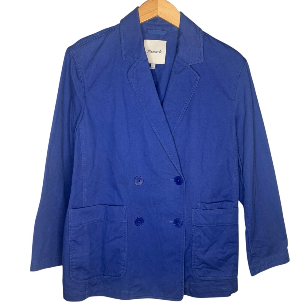 Madewell crossover blazer cobalt blue womens size small slouchy oversized office - Picture 2 of 7
